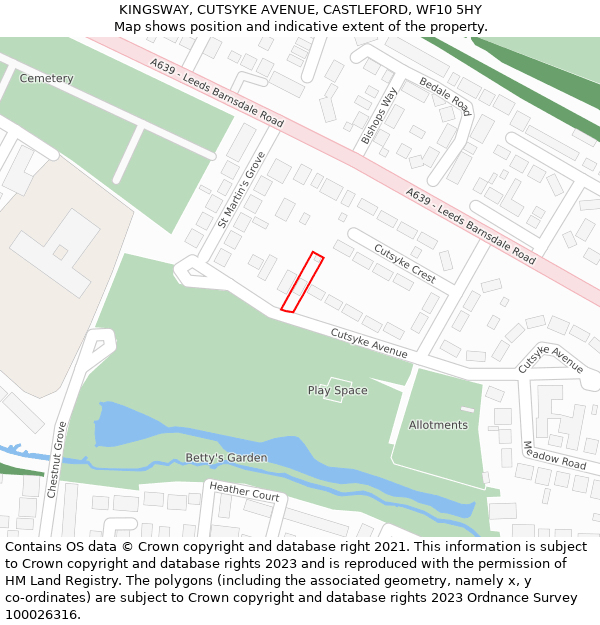 KINGSWAY, CUTSYKE AVENUE, CASTLEFORD, WF10 5HY: Location map and indicative extent of plot