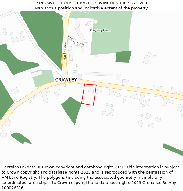KINGSWELL HOUSE, CRAWLEY, WINCHESTER, SO21 2PU: Location map and indicative extent of plot