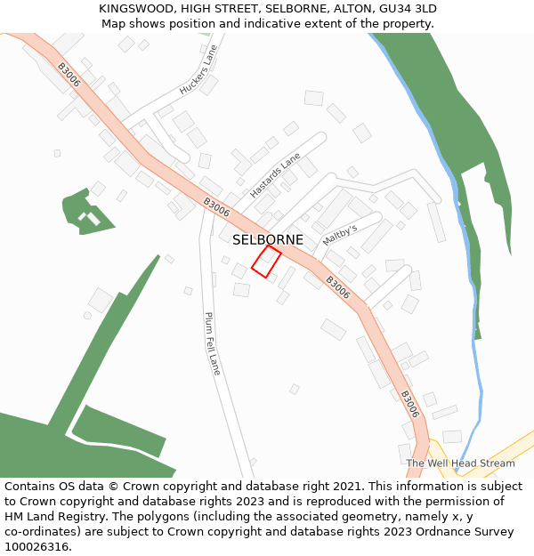 KINGSWOOD, HIGH STREET, SELBORNE, ALTON, GU34 3LD: Location map and indicative extent of plot