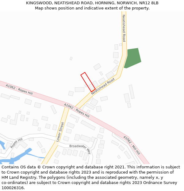 KINGSWOOD, NEATISHEAD ROAD, HORNING, NORWICH, NR12 8LB: Location map and indicative extent of plot