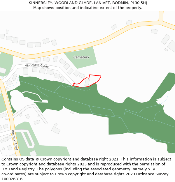 KINNERSLEY, WOODLAND GLADE, LANIVET, BODMIN, PL30 5HJ: Location map and indicative extent of plot