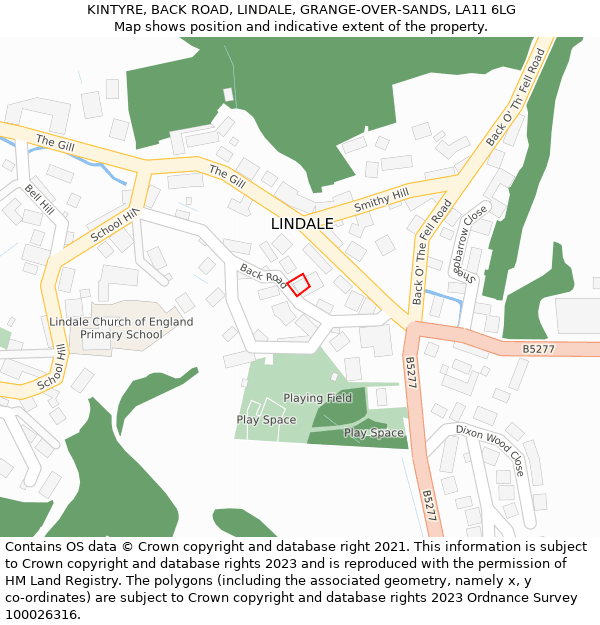 KINTYRE, BACK ROAD, LINDALE, GRANGE-OVER-SANDS, LA11 6LG: Location map and indicative extent of plot