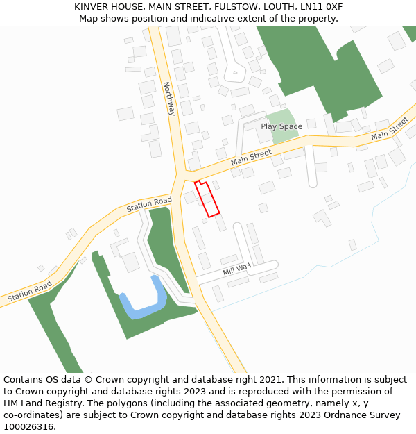 KINVER HOUSE, MAIN STREET, FULSTOW, LOUTH, LN11 0XF: Location map and indicative extent of plot