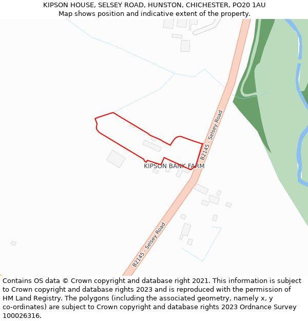 KIPSON HOUSE, SELSEY ROAD, HUNSTON, CHICHESTER, PO20 1AU: Location map and indicative extent of plot