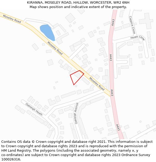 KIRANNA, MOSELEY ROAD, HALLOW, WORCESTER, WR2 6NH: Location map and indicative extent of plot