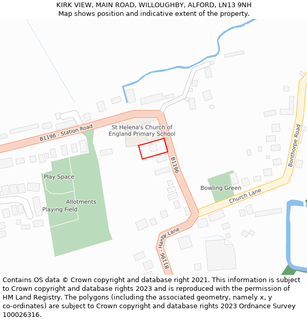 KIRK VIEW, MAIN ROAD, WILLOUGHBY, ALFORD, LN13 9NH: Location map and indicative extent of plot