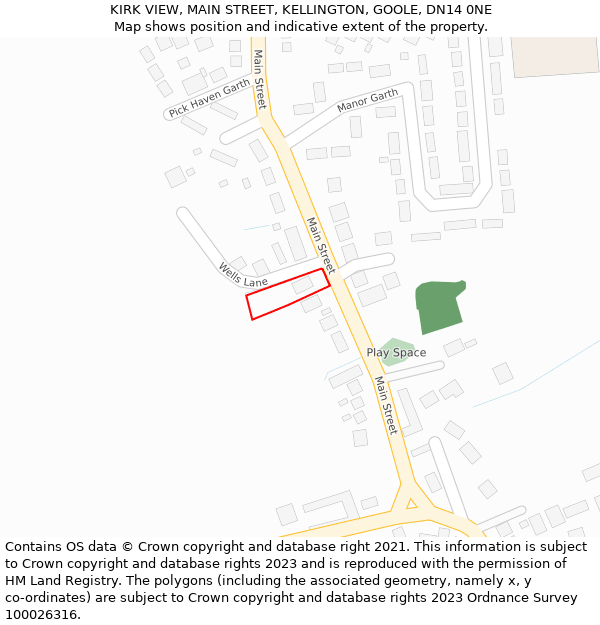 KIRK VIEW, MAIN STREET, KELLINGTON, GOOLE, DN14 0NE: Location map and indicative extent of plot