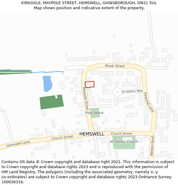 KIRKDALE, MAYPOLE STREET, HEMSWELL, GAINSBOROUGH, DN21 5UL: Location map and indicative extent of plot