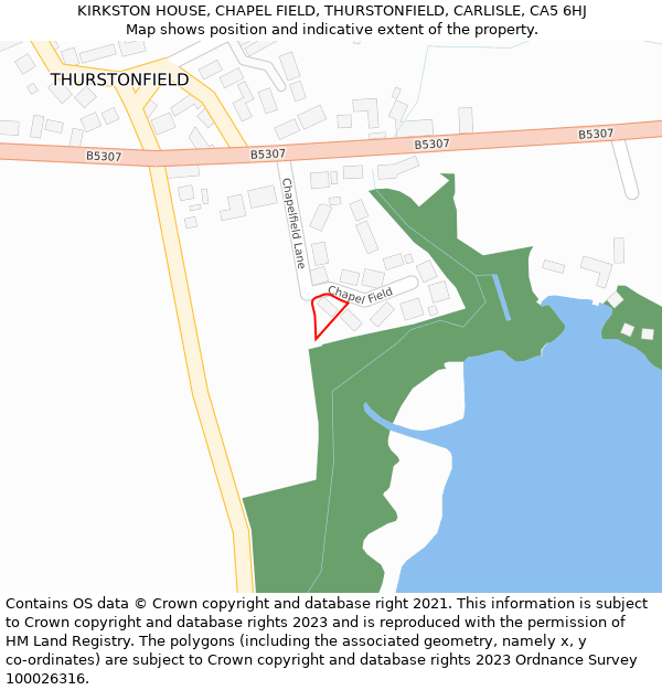 KIRKSTON HOUSE, CHAPEL FIELD, THURSTONFIELD, CARLISLE, CA5 6HJ: Location map and indicative extent of plot
