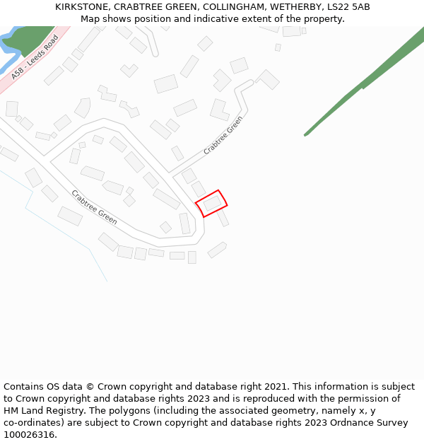 KIRKSTONE, CRABTREE GREEN, COLLINGHAM, WETHERBY, LS22 5AB: Location map and indicative extent of plot