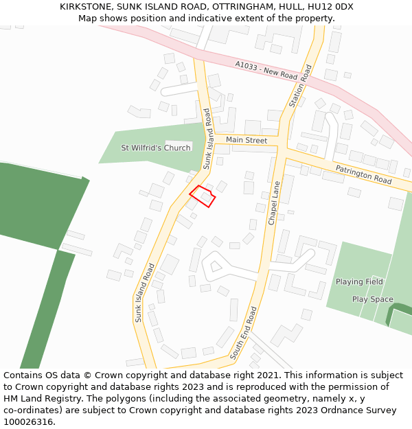 KIRKSTONE, SUNK ISLAND ROAD, OTTRINGHAM, HULL, HU12 0DX: Location map and indicative extent of plot