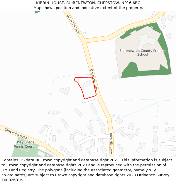 KIRRIN HOUSE, SHIRENEWTON, CHEPSTOW, NP16 6RG: Location map and indicative extent of plot