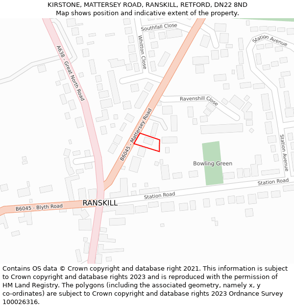 KIRSTONE, MATTERSEY ROAD, RANSKILL, RETFORD, DN22 8ND: Location map and indicative extent of plot