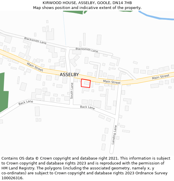 KIRWOOD HOUSE, ASSELBY, GOOLE, DN14 7HB: Location map and indicative extent of plot