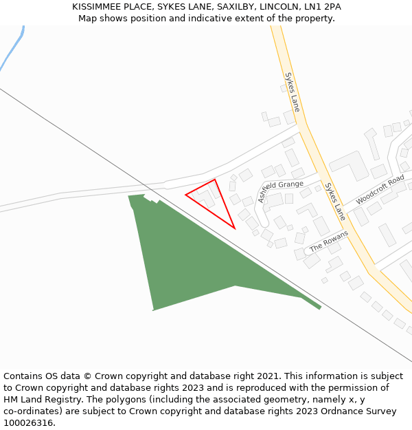 KISSIMMEE PLACE, SYKES LANE, SAXILBY, LINCOLN, LN1 2PA: Location map and indicative extent of plot