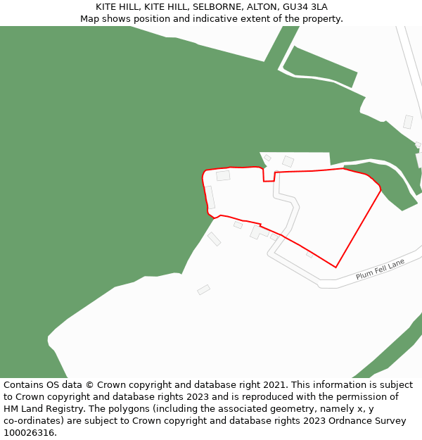 KITE HILL, KITE HILL, SELBORNE, ALTON, GU34 3LA: Location map and indicative extent of plot