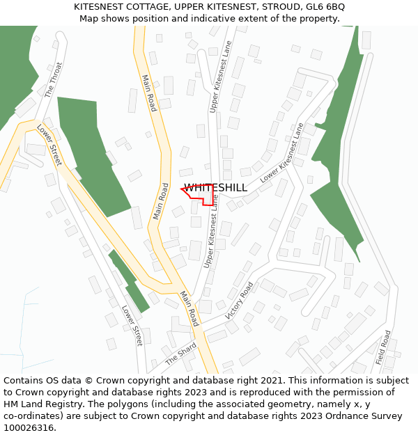KITESNEST COTTAGE, UPPER KITESNEST, STROUD, GL6 6BQ: Location map and indicative extent of plot