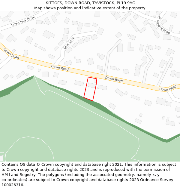 KITTOES, DOWN ROAD, TAVISTOCK, PL19 9AG: Location map and indicative extent of plot
