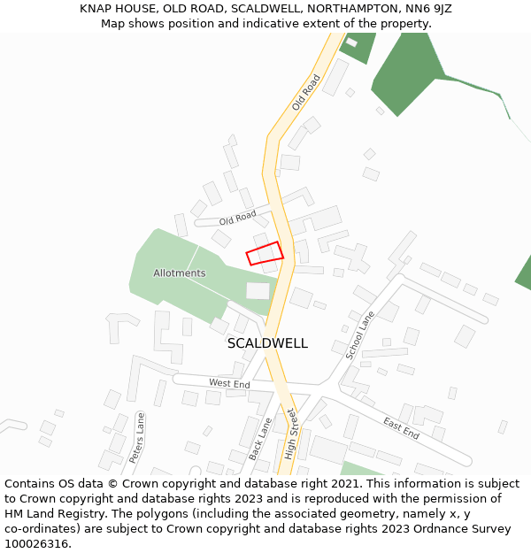 KNAP HOUSE, OLD ROAD, SCALDWELL, NORTHAMPTON, NN6 9JZ: Location map and indicative extent of plot