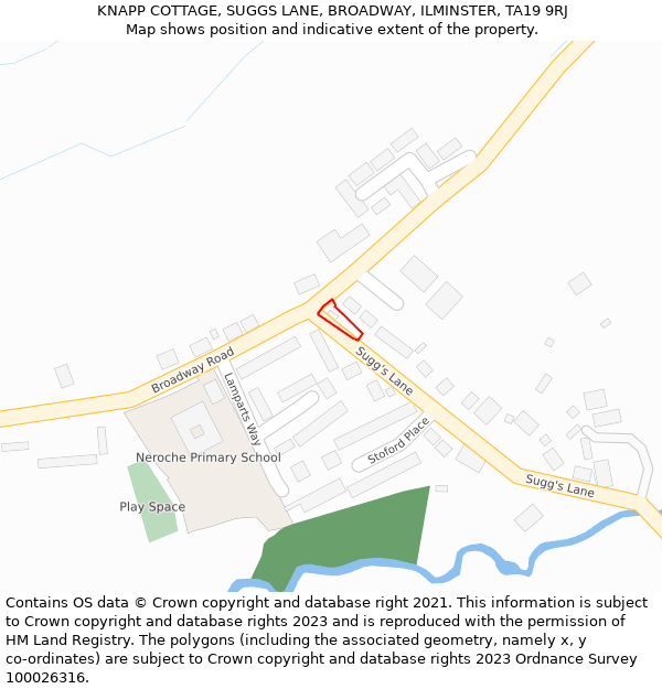KNAPP COTTAGE, SUGGS LANE, BROADWAY, ILMINSTER, TA19 9RJ: Location map and indicative extent of plot