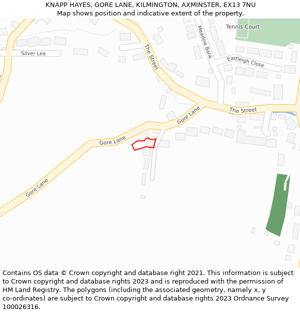 KNAPP HAYES, GORE LANE, KILMINGTON, AXMINSTER, EX13 7NU: Location map and indicative extent of plot