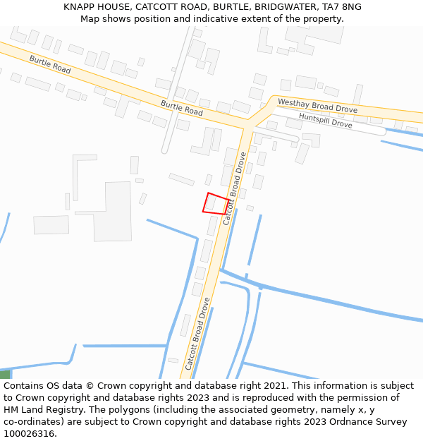 KNAPP HOUSE, CATCOTT ROAD, BURTLE, BRIDGWATER, TA7 8NG: Location map and indicative extent of plot