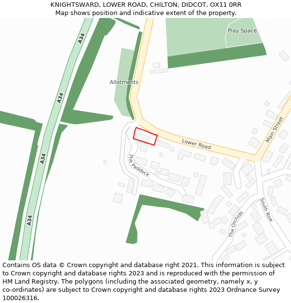 KNIGHTSWARD, LOWER ROAD, CHILTON, DIDCOT, OX11 0RR: Location map and indicative extent of plot