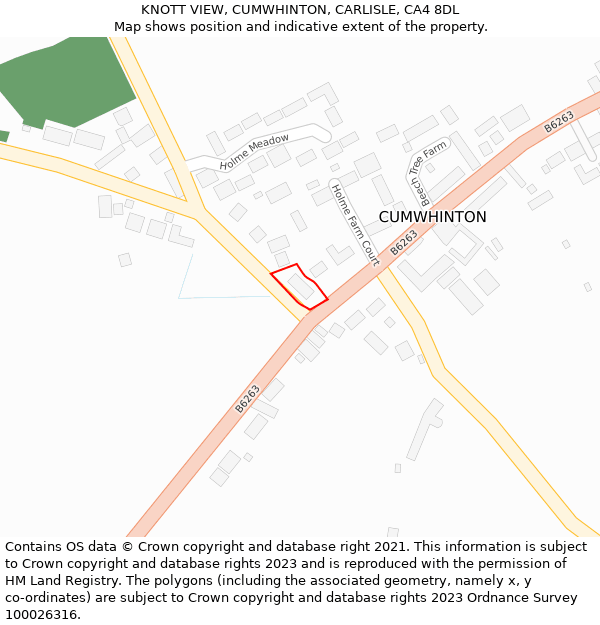 KNOTT VIEW, CUMWHINTON, CARLISLE, CA4 8DL: Location map and indicative extent of plot