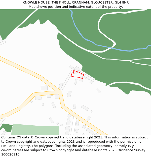 KNOWLE HOUSE, THE KNOLL, CRANHAM, GLOUCESTER, GL4 8HR: Location map and indicative extent of plot