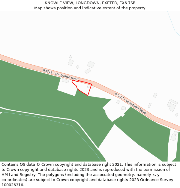 KNOWLE VIEW, LONGDOWN, EXETER, EX6 7SR: Location map and indicative extent of plot