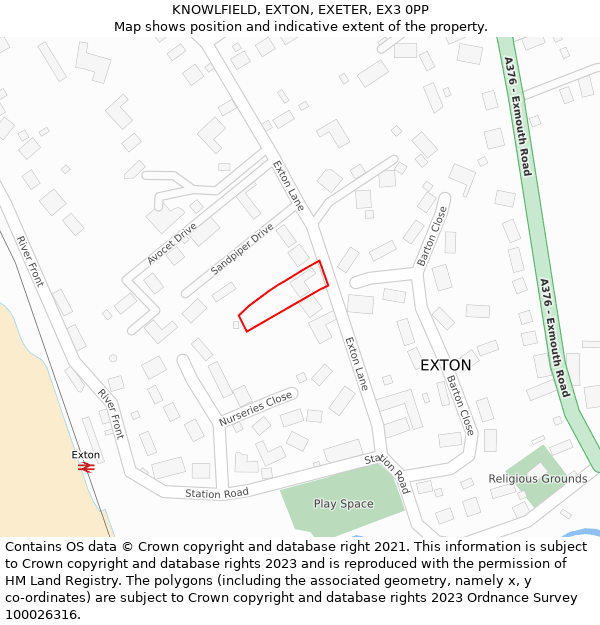 KNOWLFIELD, EXTON, EXETER, EX3 0PP: Location map and indicative extent of plot