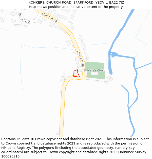 KONKERS, CHURCH ROAD, SPARKFORD, YEOVIL, BA22 7JZ: Location map and indicative extent of plot