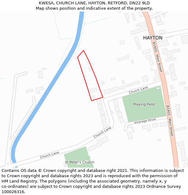 KWESA, CHURCH LANE, HAYTON, RETFORD, DN22 9LD: Location map and indicative extent of plot