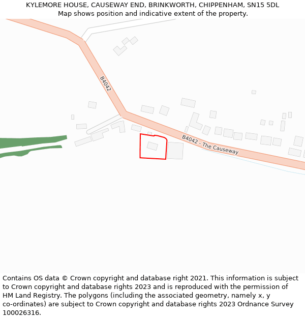 KYLEMORE HOUSE, CAUSEWAY END, BRINKWORTH, CHIPPENHAM, SN15 5DL: Location map and indicative extent of plot