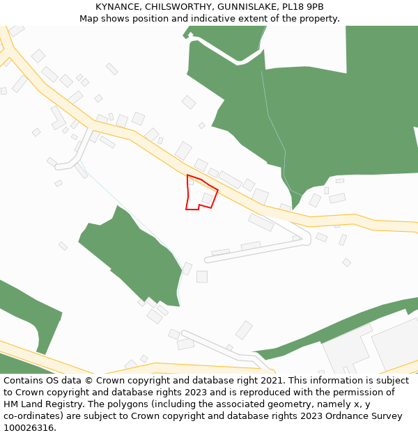 KYNANCE, CHILSWORTHY, GUNNISLAKE, PL18 9PB: Location map and indicative extent of plot
