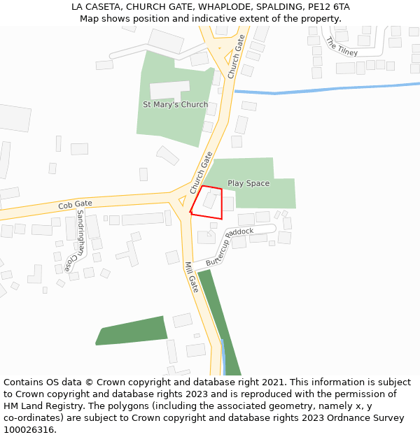 LA CASETA, CHURCH GATE, WHAPLODE, SPALDING, PE12 6TA: Location map and indicative extent of plot