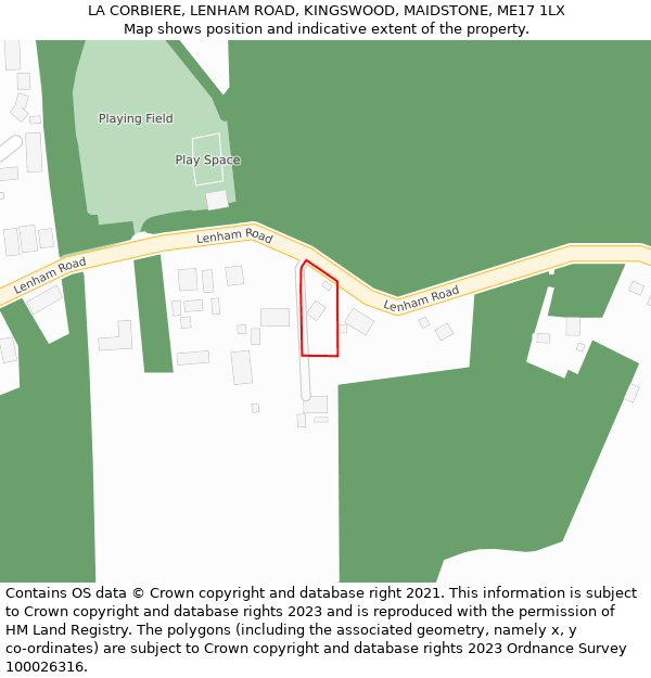 LA CORBIERE, LENHAM ROAD, KINGSWOOD, MAIDSTONE, ME17 1LX: Location map and indicative extent of plot