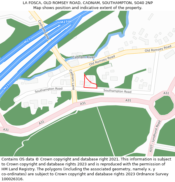 LA FOSCA, OLD ROMSEY ROAD, CADNAM, SOUTHAMPTON, SO40 2NP: Location map and indicative extent of plot