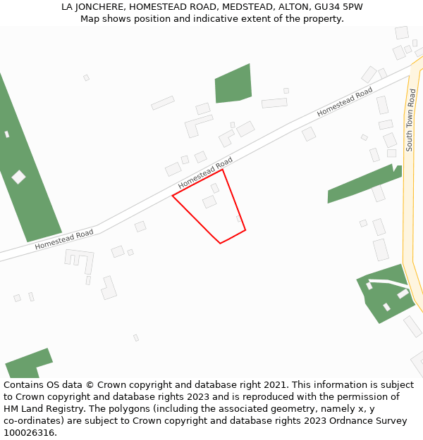 LA JONCHERE, HOMESTEAD ROAD, MEDSTEAD, ALTON, GU34 5PW: Location map and indicative extent of plot