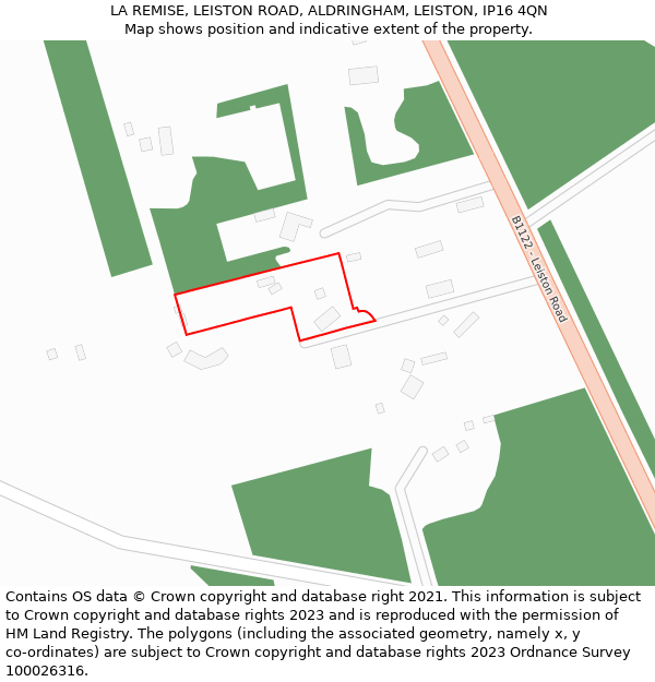 LA REMISE, LEISTON ROAD, ALDRINGHAM, LEISTON, IP16 4QN: Location map and indicative extent of plot