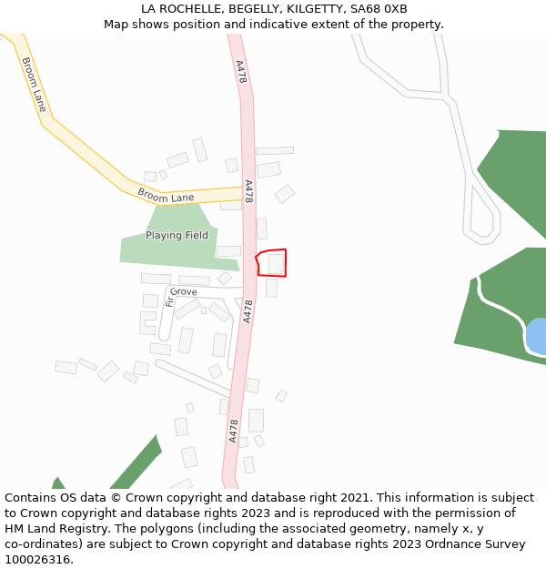 LA ROCHELLE, BEGELLY, KILGETTY, SA68 0XB: Location map and indicative extent of plot