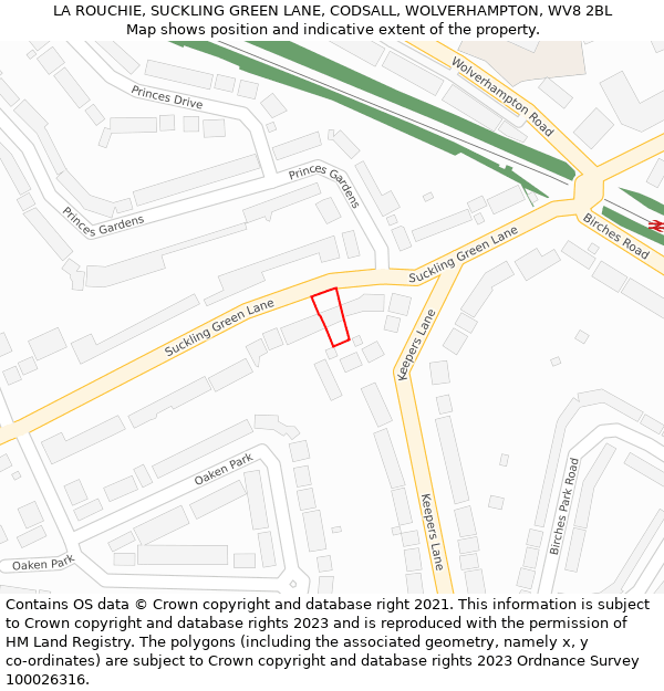 LA ROUCHIE, SUCKLING GREEN LANE, CODSALL, WOLVERHAMPTON, WV8 2BL: Location map and indicative extent of plot