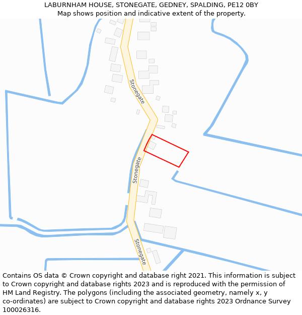 LABURNHAM HOUSE, STONEGATE, GEDNEY, SPALDING, PE12 0BY: Location map and indicative extent of plot