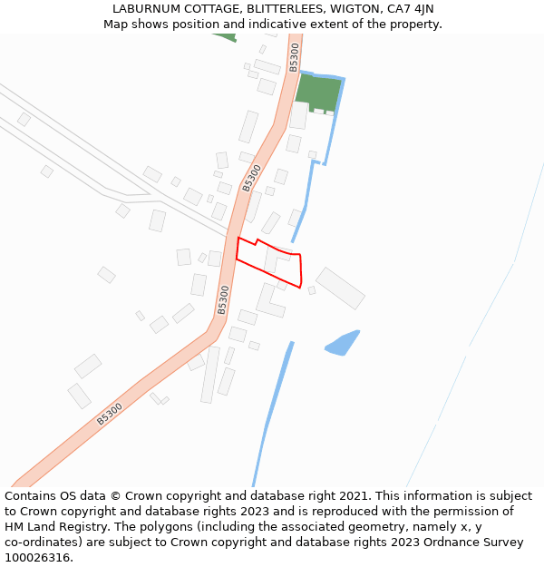 LABURNUM COTTAGE, BLITTERLEES, WIGTON, CA7 4JN: Location map and indicative extent of plot