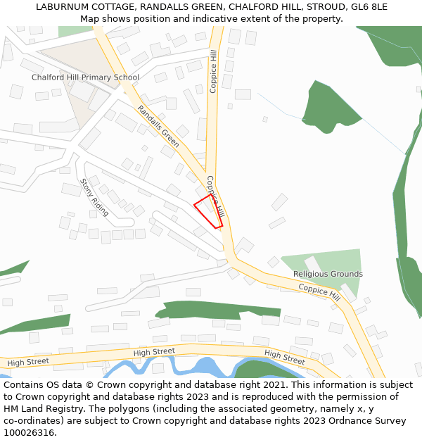 LABURNUM COTTAGE, RANDALLS GREEN, CHALFORD HILL, STROUD, GL6 8LE: Location map and indicative extent of plot