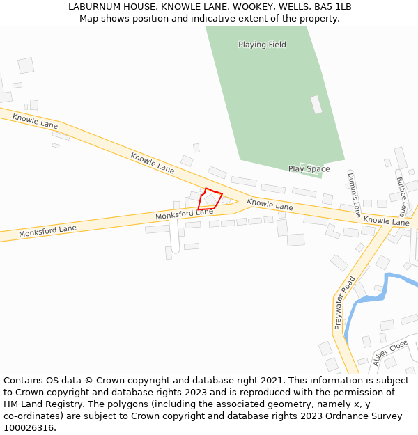LABURNUM HOUSE, KNOWLE LANE, WOOKEY, WELLS, BA5 1LB: Location map and indicative extent of plot