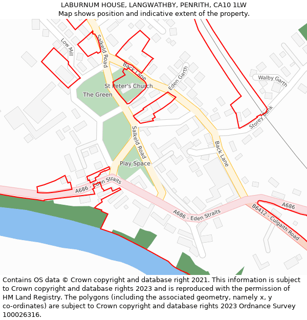 LABURNUM HOUSE, LANGWATHBY, PENRITH, CA10 1LW: Location map and indicative extent of plot