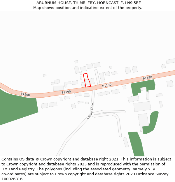 LABURNUM HOUSE, THIMBLEBY, HORNCASTLE, LN9 5RE: Location map and indicative extent of plot