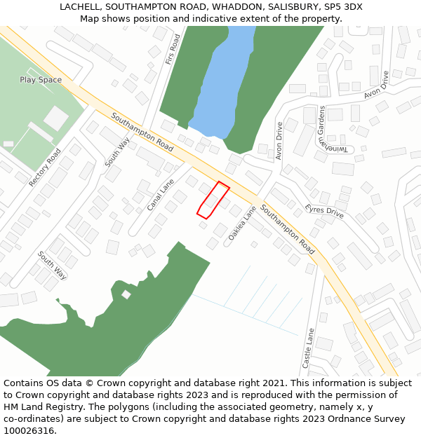 LACHELL, SOUTHAMPTON ROAD, WHADDON, SALISBURY, SP5 3DX: Location map and indicative extent of plot