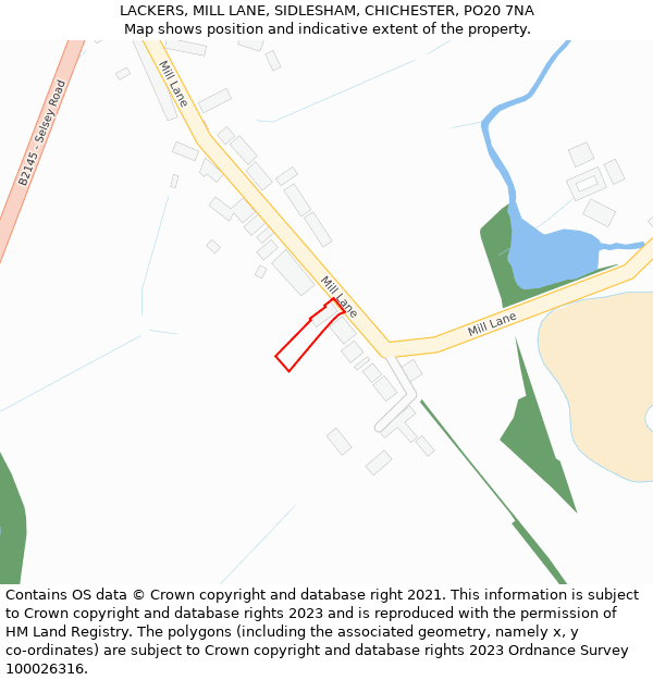 LACKERS, MILL LANE, SIDLESHAM, CHICHESTER, PO20 7NA: Location map and indicative extent of plot